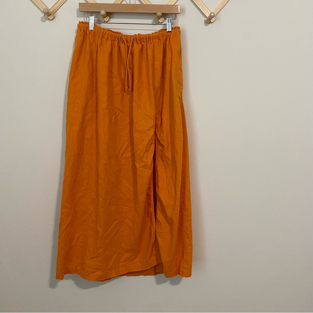 Abercrombie & Fitch Orange Linen Blend Midi Skirt size Large